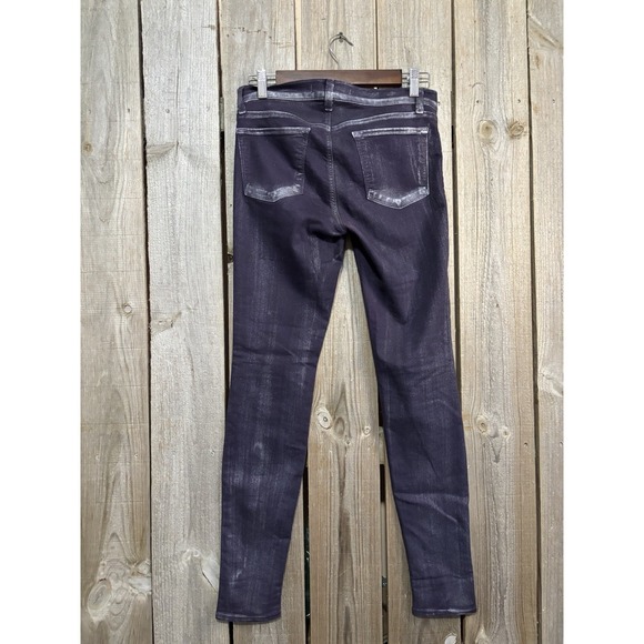 J Brand Purple Coated With Silver Metallic Skinny Jeans 28x29 Leather Look - Picture 7 of 10